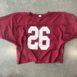 Vintage Maroon Mesh Jersey Tee with White Number